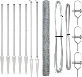 vidaXL Stâlp de gard. Argintiu 10 x 1,6 m (plasă de 36 mm) Oțel