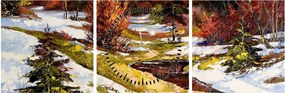 Tablou - Sosirea primăverii (cu ceas) (90x30 cm)