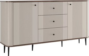Comodă cu sertare pe picioare Vesper 160 cm - cașmir / nuc / picioare negre