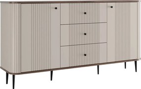 Comodă cu sertare pe picioare Vesper 160 cm - cașmir / nuc / picioare negre