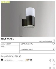 Aplica de perete exterior moderna IP44 NILS