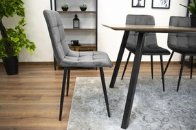 Reducere scaun de catifea gri inchis KARA cu picioare negre calitatea II
