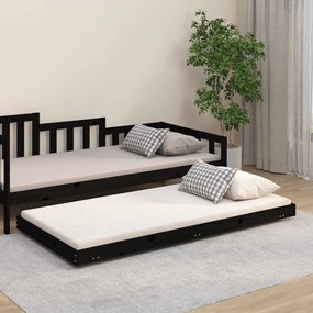 823508 vidaXL Cadru de pat, negru, 90x190 cm, lemn masiv de pin
