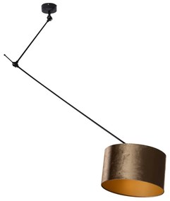 Plafonieră Neagră cu Abajur de Catifea Bronz 35cm - Blitz