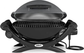 Gratar electric Weber Q1400 WB 52020079, 2200 W, 43x32 cm, Carcasa aluminiu turnat, Tava grasimi, Gri