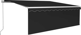 vidaXL Copertină retractabilă manual cu stor&LED, antracit, 4,5x3 m