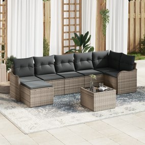 vidaXL Set de canapele pentru grădină cu pernă 8 pcs Gri Rattan poli