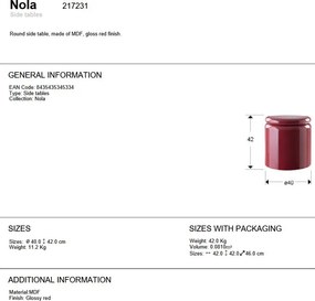 Masuta laterala rotunda din MDF Nola rosu