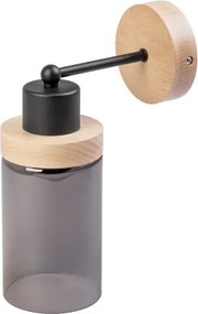 Lampă de perete WOODNEST 1xE27/15W/230V lemn de pin/negru fumuriu