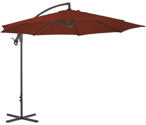 vidaXL Umbrelă suspendată cu stâlp din oțel, cărămiziu, 300 cm