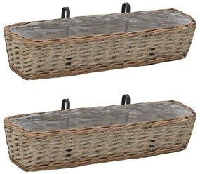 vidaXL Jardinieră de balcon, 2 buc., 80 cm, răchită cu căptușeală PE