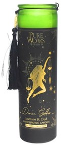 Arome Lumânare organică Jasmine&amp;Oud 300 gîntr-un pahar înalt colorat cu ciucure