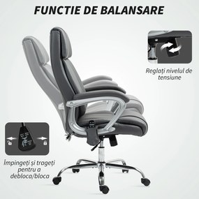 HOMCOM Scaun de Birou cu Masaj în 6 Puncte, Vibrant și Înclinabil, cu Buzunar și Telecomandă, 66x72x113-121 cm, Gri | Aosom Romania