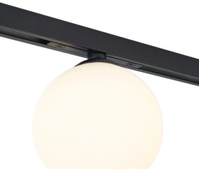 Plafonieră modernă neagră cu sticlă albă pentru sistem de șină monofazat - Slimline Eira