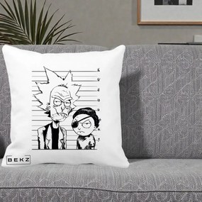Perna Personalizata Rick si Morty Dosar, 40x40 cm, Alba Mata, Husa Detasabila, Perna Inclusa, BEKZ®