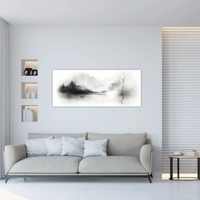 Tablou - pictură cu cerneală de peisaj (120x50 cm)