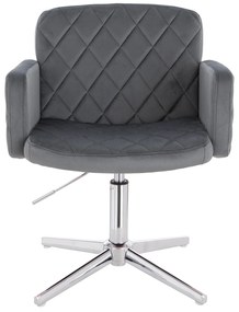 HR802CROSS Scaun Grafit din Catifea cu Bază Cromata