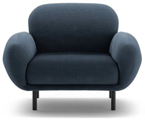 Fotoliu albastru închis cu tapițerie din țesătură bouclé Poppy – Micadoni