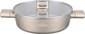 Oală joasă Swiss Haus SH-SCLC24CH, 2,8 l, 24 cm, acoperire ceramică Sapphire, cuptor până la 160 °C, inducție, culoare șampanie