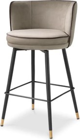 Scaun de bar pivotant design LUX Grenada Counter, catifea Savona greige