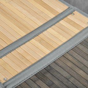 HOMCOM Cos de rufe din bambus 100L cu 2 sectiuni, capac si sac detasabil 62,5 x 37 x 60,5 cm - gri | Aosom Romania