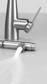 🚰 Baterie bucătărie ERIDAN, cu racord filtru de apă & pipă extractibilă, finisaj oțel șlefuit – Cod BRE_F75M