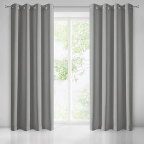 Draperie monocromă gri cu agățare pe inele metalice 140 x 250 cm