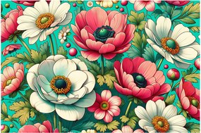 Tablou - Flori pe fundal albastru (90x60 cm)