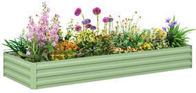 Outsunny Bara de flori înălțată din oțel, Fund deschis, Asamblare ușoară, 241L x 90,5L x 30H cm, Verde | Aosom Romania