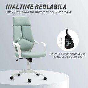 HOMCOM Scaun pentru Birou sau Gaming în Material Textil cu Spătar Înalt Verde | Aosom Romania