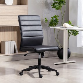 Scaun de birou ergonomic și ajustabil HOMCOM cu spătar curbat, din piele PU și oțel, 58x53x97-107 cm, Negru | Aosom Romania