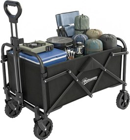 Outsunny Cărucior de grădină pliabil cu roți mâner reglabil sarcină 68 kg pentru camping cumpărături 81x45x89 cm Negru | Aosom Romania