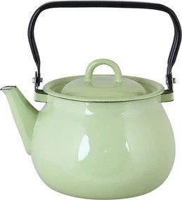 Ceainic decorativ vintage din oțel emailat, verde „Emil’s”