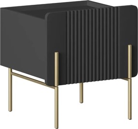 Noptieră Malmi 45 cm cu sertar - negru mat / picioare aurii