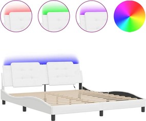 vidaXL Cadru de pat cu LED fără saltea, Zadar, alb, 180x200 cm