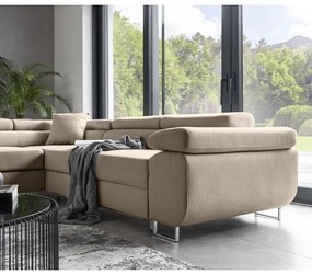 Colțar bej extensibil/cu spațiu de depozitare (cu colț pe partea stângă/în formă de ”L”) Anton – ELTAP