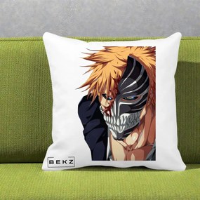 Perna Personalizata Bleach Ichigo Masca Hollow, 40x40 cm, Alba Mata, Husa Detasabila, Perna Inclusa, BEKZ®