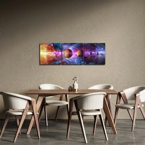 Tablou - Sistemul solar (cu ceas) (90x30 cm)