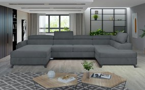 Canapea modulara, extensibila, cu spatiu pentru depozitare, 370x98x190 cm, Josette R02, Eltap (Culoare: Negru / Sawana 14)