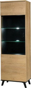 Vitrina SIRAN TYP 2, stejar lefkas, DTD laminat/plastic, 61x40x191 cm