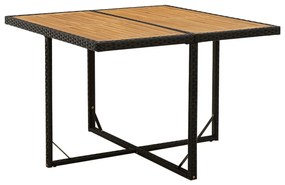 vidaXL Masă de grădină, negru, 109x107x74 cm, poliratan și lemn acacia