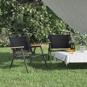 319482 vidaXL Scaune de camping, 2 buc., negru, 54x43x59 cm, țesătură Oxford