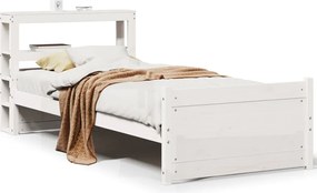 vidaXL Cadru de pat cu tăblie fără saltea, alb, 90x190 cm