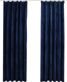 vidaXL Draperii opace 2 buc. albastru închis 140x175cm catifea cârlige