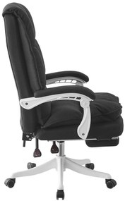 RESIGILAT- Scaun directorial, dubla buretare, suport picioare, material textil, Negru