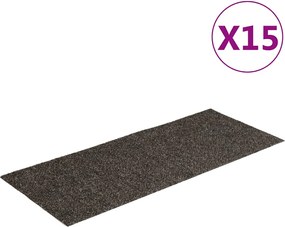 vidaXL Covorașe pentru scări autoadezive, 15 buc., 60x25 cm, antracit, dreptunghiulare