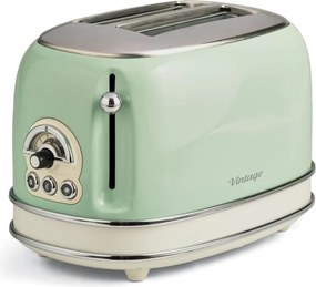 Prajitor de paine Ariete VINTAGE 0155/04, 810W, 2 felii, 3 functii, 6 trepte, Tava firimituri detasabila, Verde
