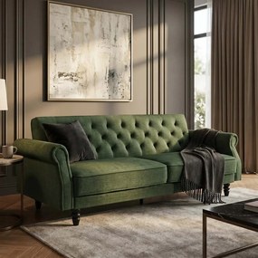Canapea extensibila, Catifea Vogue verde muschi, Maison Belle Affaire 220cm