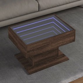 vidaXL Măsuță de cafea cu LED stejar maro 70x50x45 cm lemn prelucrat