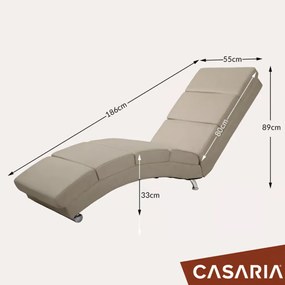 Șezlong LONDON cu funcție de masaj și încălzire, 186×55×89cm, bej Casaria